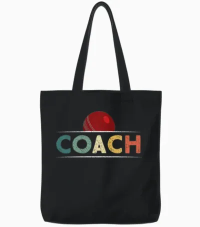 Cricket Coach Retro Vintage Style Tote Bags - Black