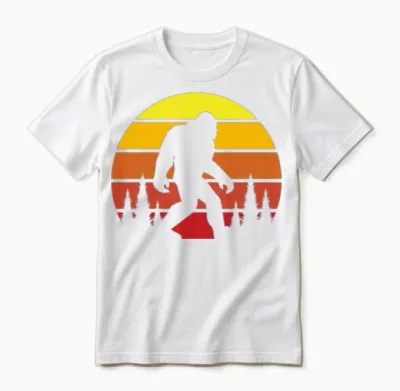 Retro Silhouette Sasquatch Bigfoot Unisex T-Shirt - White