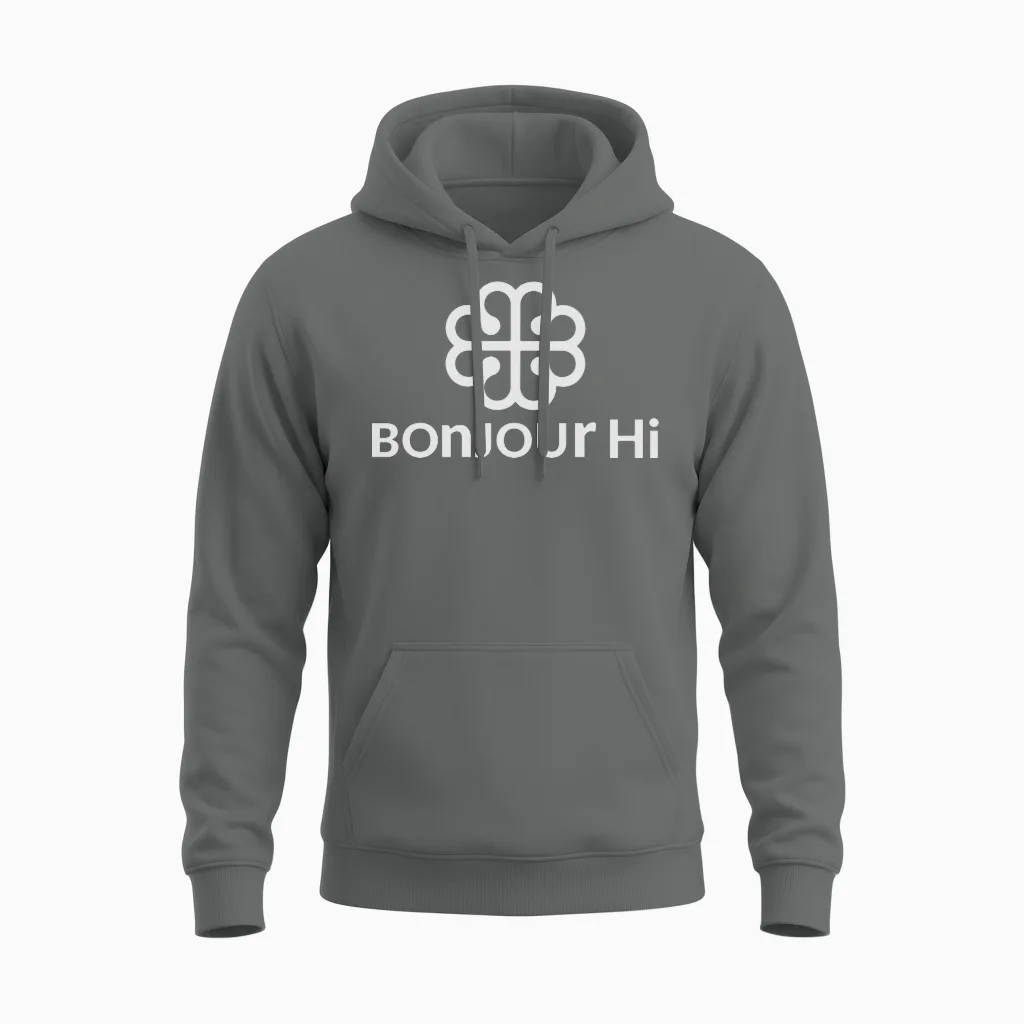 Bonjour Hi Unisex Hoodie in Graphite Heather