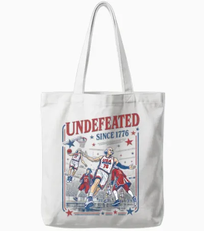 4th of July Basketball Undefeated Since 1776 250 Years Tote Bags - White