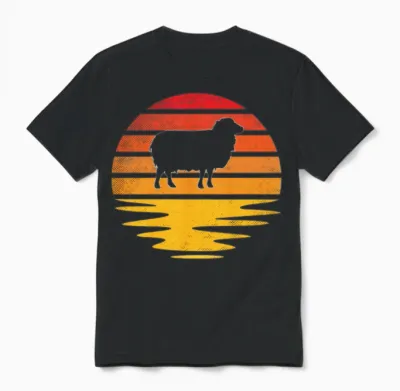 Sheep Retro Unisex T-Shirt - Black