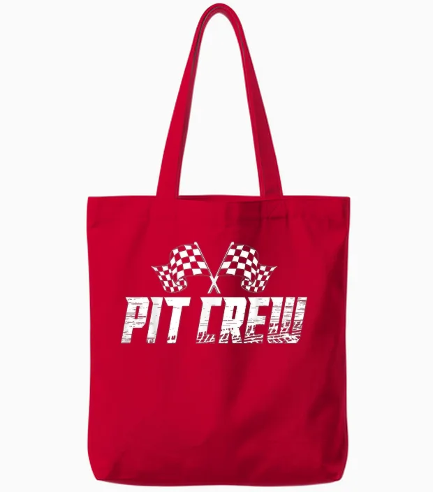 Pit Crew Family Racing Birthday Race Car Tote Bags in Red
