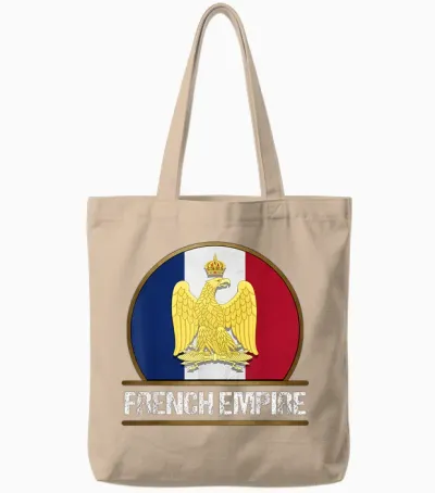 French Empire Flag Napoleon Bonaparte Wars T-Shirt, Black, S Tote Bags - Natural