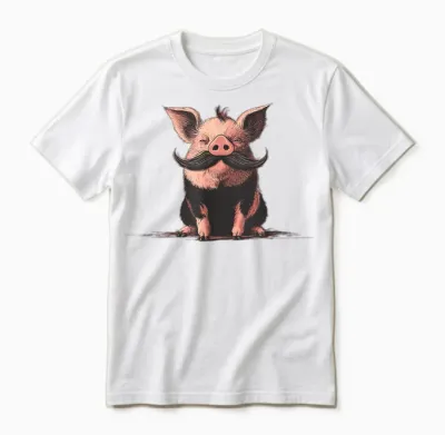 Costume De Cochon Souriant Avec Moustache Unisex T-Shirt - White