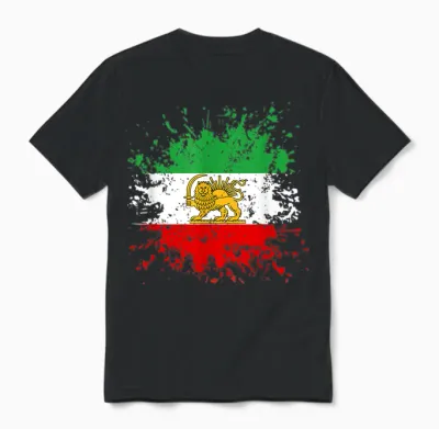 Iran Lion Sun Flag Iran Persian Flag of Iran T-Shirt, Black Unisex T-Shirt - Black