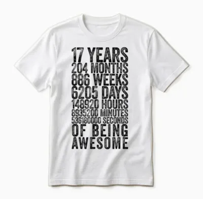 Chemise Humoristique Pour 17e Anniversaire Old Meter Funny 17 Ans Cadeaux Unisex T-Shirt - White