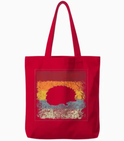 Hedgehog Retro Tote Bags - Red
