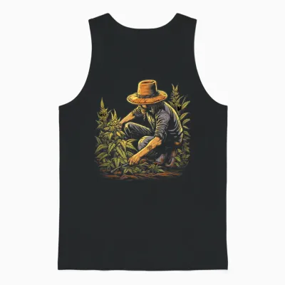 Ganja Farmer Marijuana Grower Weed Cannabis Hemp Plants T-Shirt, Black Unisex Tank Top - Black