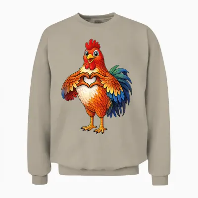 Hahn Mit Herz | Süßer Gockelhahn Mit Herzsymbol Unisex Sweatshirt - Sand