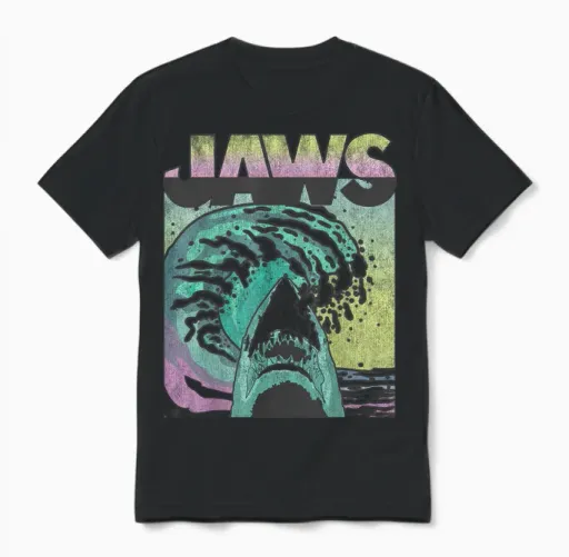 Jaws Retro Wave Unisex T-Shirt in Black