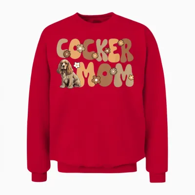 English Cocker Spaniel Groovy, the World's Best Cocker Spaniel Mom Unisex Sweatshirt - Red