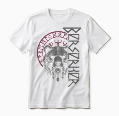 Berserker Viking Norse Mythology Bear Warrior Compass T-Shirt, Black, S Unisex T-Shirt - White