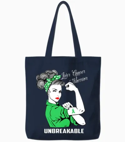 Liver Cancer Warrior Unbreakable Tote Bags - Navy
