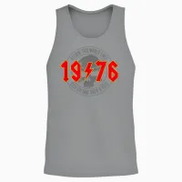 1976 Vintage Birthday Rock and Roll Heavy Metal T-Shirt, Black Unisex Tank Top in Sport Grey - 2