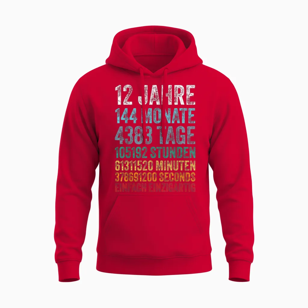 12th Birthday Boy Boy Children Decoration 12th Birthday Unisex Hoodie in Red