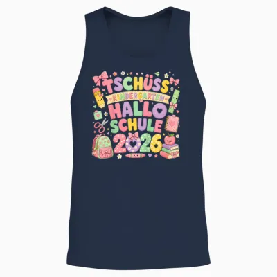 Tschüss Kindergarten Hallo Schule 2026 Kinder Tschüß Unisex Tank Top - Navy