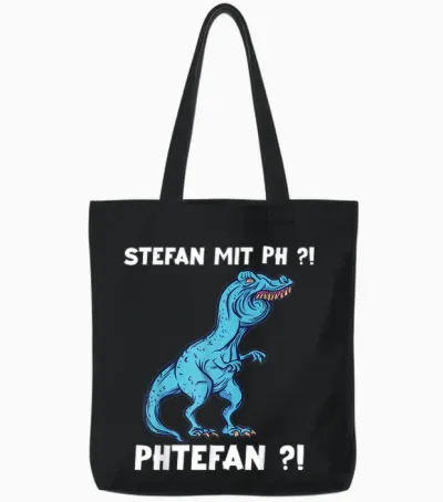 Trex Meme Dinosaur with Overbite Stefan with Ph Stephan Tote Bags - Black