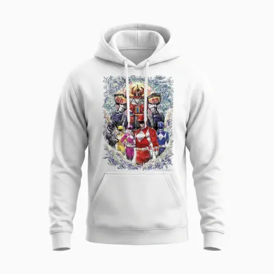 Power Rangers Mighty Morphin' Megazord Starry Night Unisex Hoodie - White