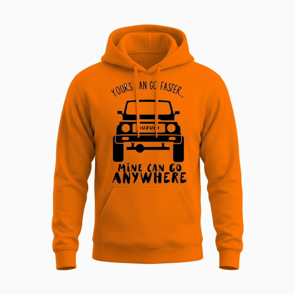 Suzuki Samurai Humorous Unisex Hoodie in Safety Orange