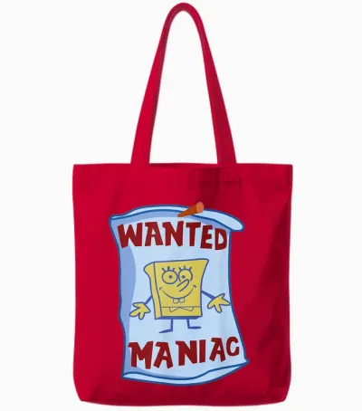 Mademark X Spongebob Squarepants - Spongebob Squarepants - Wanted: Maniac Tote Bags - Red