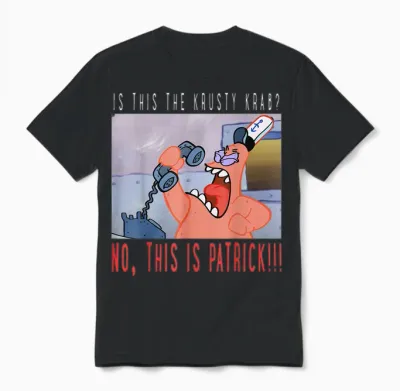 Spongebob Squarepants No This Is Patrick T-Shirt Small Unisex T-Shirt - Black