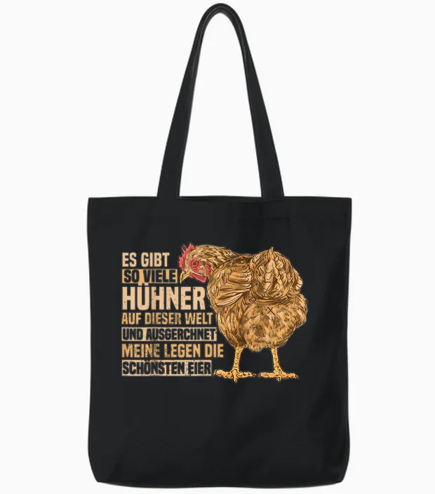 Lustiges Landwirtin Henne Bauer Hühner Landwirt Huhn Tote Bags in Black