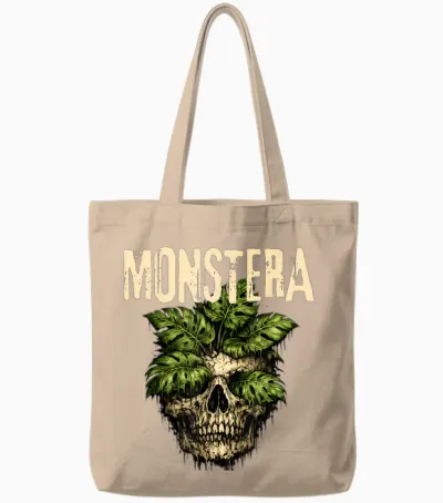 Monstera Crâne Drôle Amoureux Plante Grunge Jardinier Femme Homme Tote Bags - Natural
