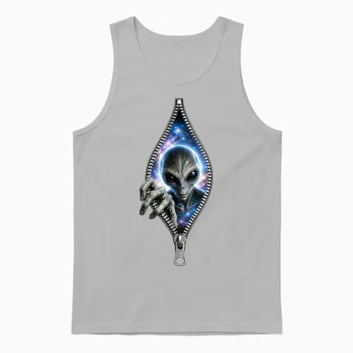 Original Gift Ufo Alien Alien Ufo Trompe œil Unisex Tank Top in Ash