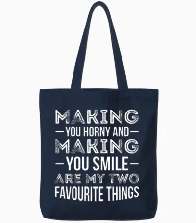 Horny Kinky Adult Quotes Dirty Jokes Funny Gift Tote Bags - Navy