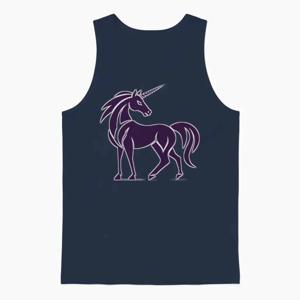Horned Horse Lovers Gift Unisex Tank Top in Navy