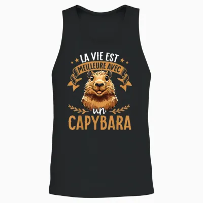 Life Is Better with a Capybara in Love with Capybara T-Shirt, Black, S Unisex Tank Top - Black
