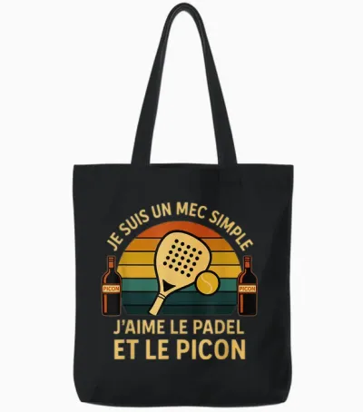 Picon Padel Apéro - Idée Cadeau Pour Padeliste Homme Tote Bags - Black