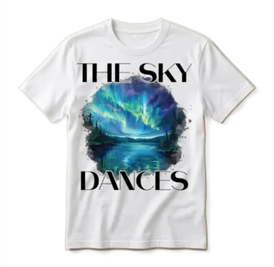 Aurora Lake Vista Northern Lights Unisex T-Shirt - White