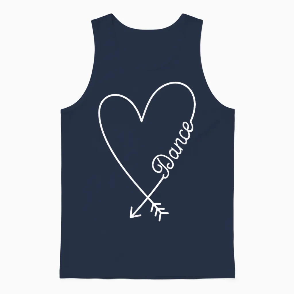 Dance Cute Graphic Heart Love Unisex Tank Top in Navy