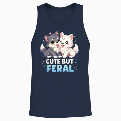 Adorable Loup Kawaii Anime, Fête Amusante De Loups Unisex Tank Top - Navy