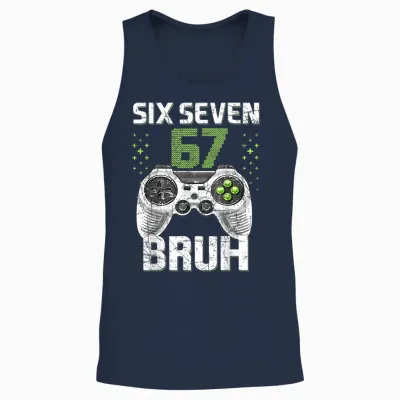 Six Seven 67 Bruh Gaming Birthday Boy Gift for Kids Boys Unisex Tank Top - Navy