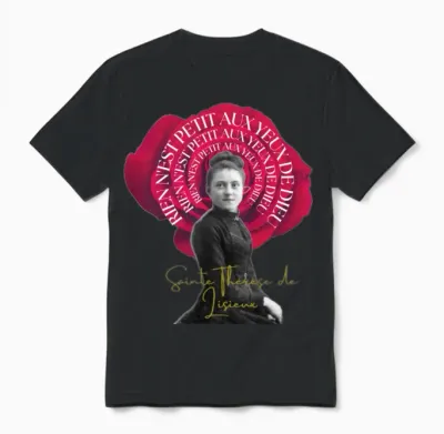 Most Searched St Therese T-Shirt Red Rose Unisex T-Shirt - Black