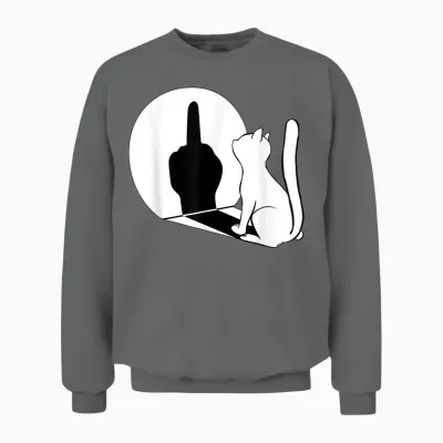 Middle Finger Cat Middle Finger Shadow T-Shirt, Black Unisex Sweatshirt - Graphite Heather