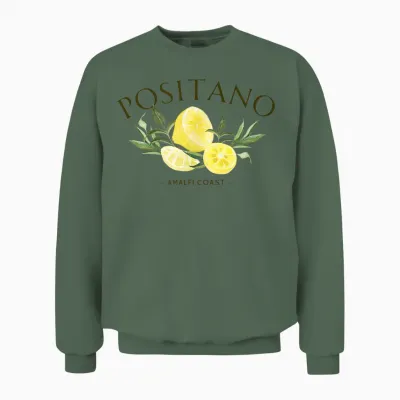 Positano Lemons, Italy - Souvenirs - Amalfi Coast Vibes T-Shirt, White, S Unisex Sweatshirt - Military Green