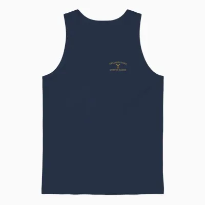 Yellowstone Dutton Ranch Gold Pocket Logo T-Shirt, Black Unisex Tank Top - Navy