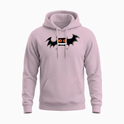 Funny Black Bat Unisex Hoodie - Light Pink