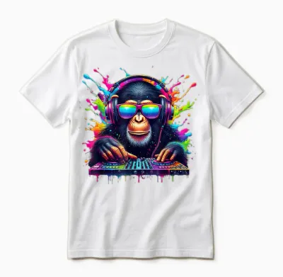 Monkey Dj Neon Fiesta Rave Edm Festival Monkey Unisex T-Shirt - White