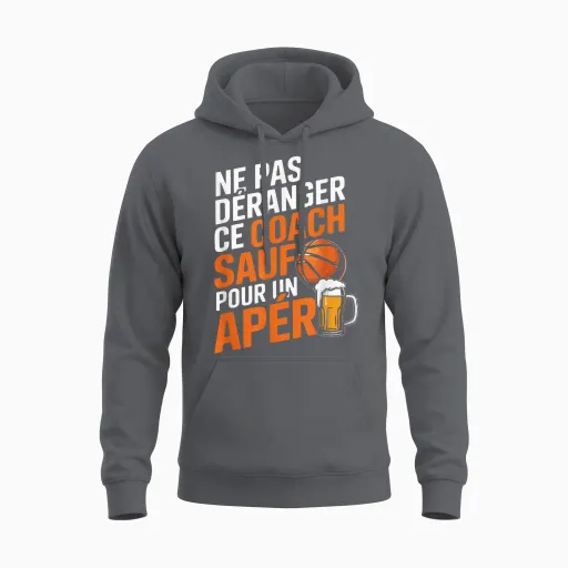 Coach Basketball Aperitif Man Humour Gift Basketball Beer Unisex Hoodie - Charcoal