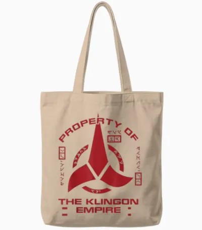 Star Trek Discovery Klingon Empire Graphic T-Shirt with Red Logo T-Shirt, Black, S Tote Bags - Natural