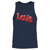 3d Love Typography with Creative Design Unisex Tank Top - Navy – 2