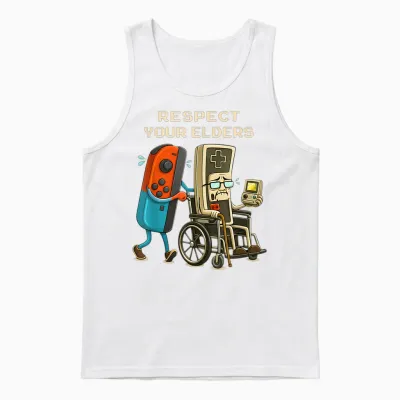 Respect Your Elders Gaming Control Retro Funny Gamer Unisex Tank Top - White