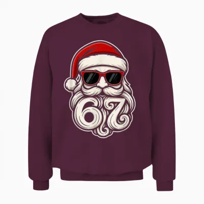 6 7 Christmas 67 Santa Six Seven Christmas Boys Teens Unisex Sweatshirt - Maroon