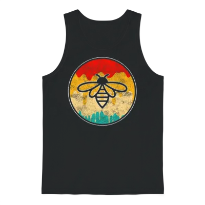 Bee Retro Unisex Tank Top - Black