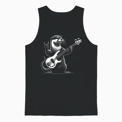 Otter Rock N Roll Playing Guitar Funny Man Woman Otter T-Shirt, Black, S Unisex Tank Top - Black
