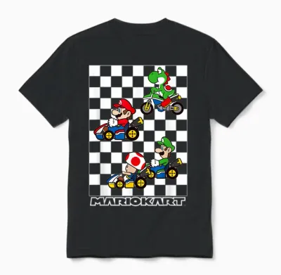 Mario Kart Racing Big Nintendo 4 Character Portrait Unisex T-Shirt - Black